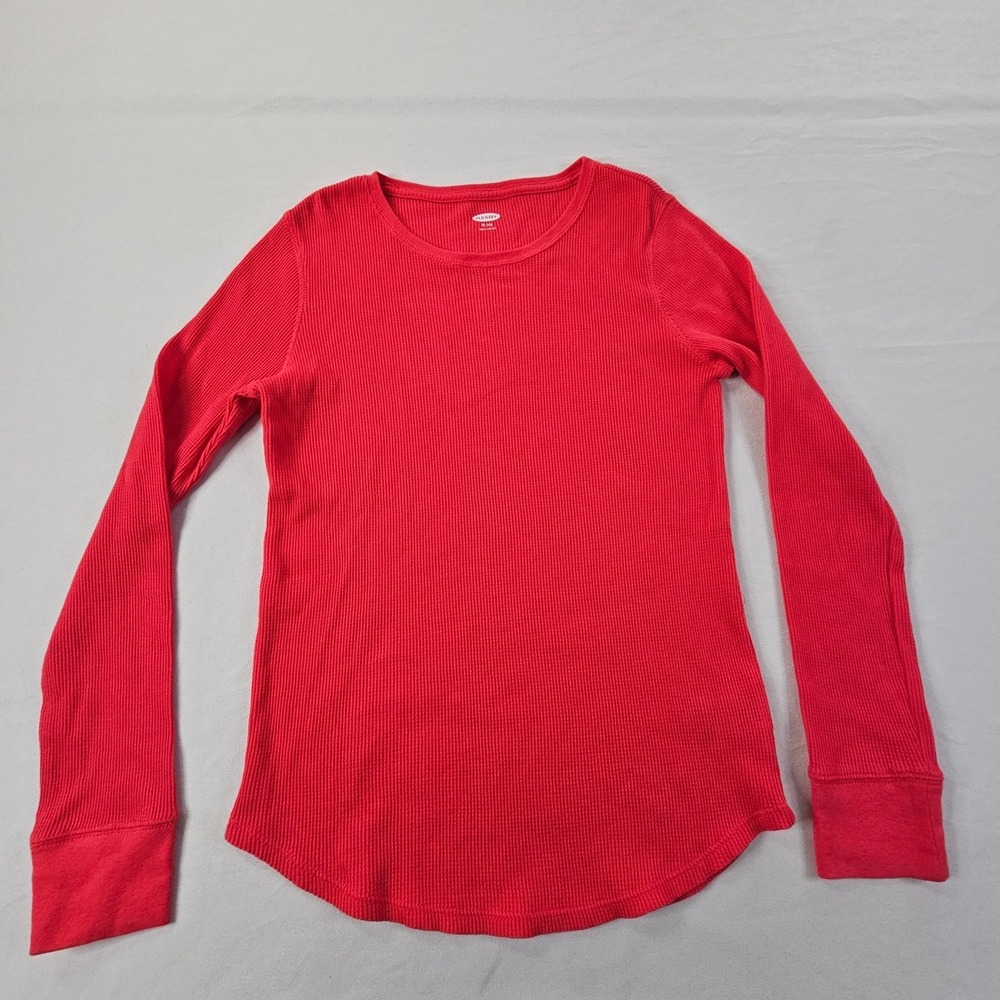 Old Navy Red Long Sleeve Thermal Cotton T-Shirt Girls XL (14)
